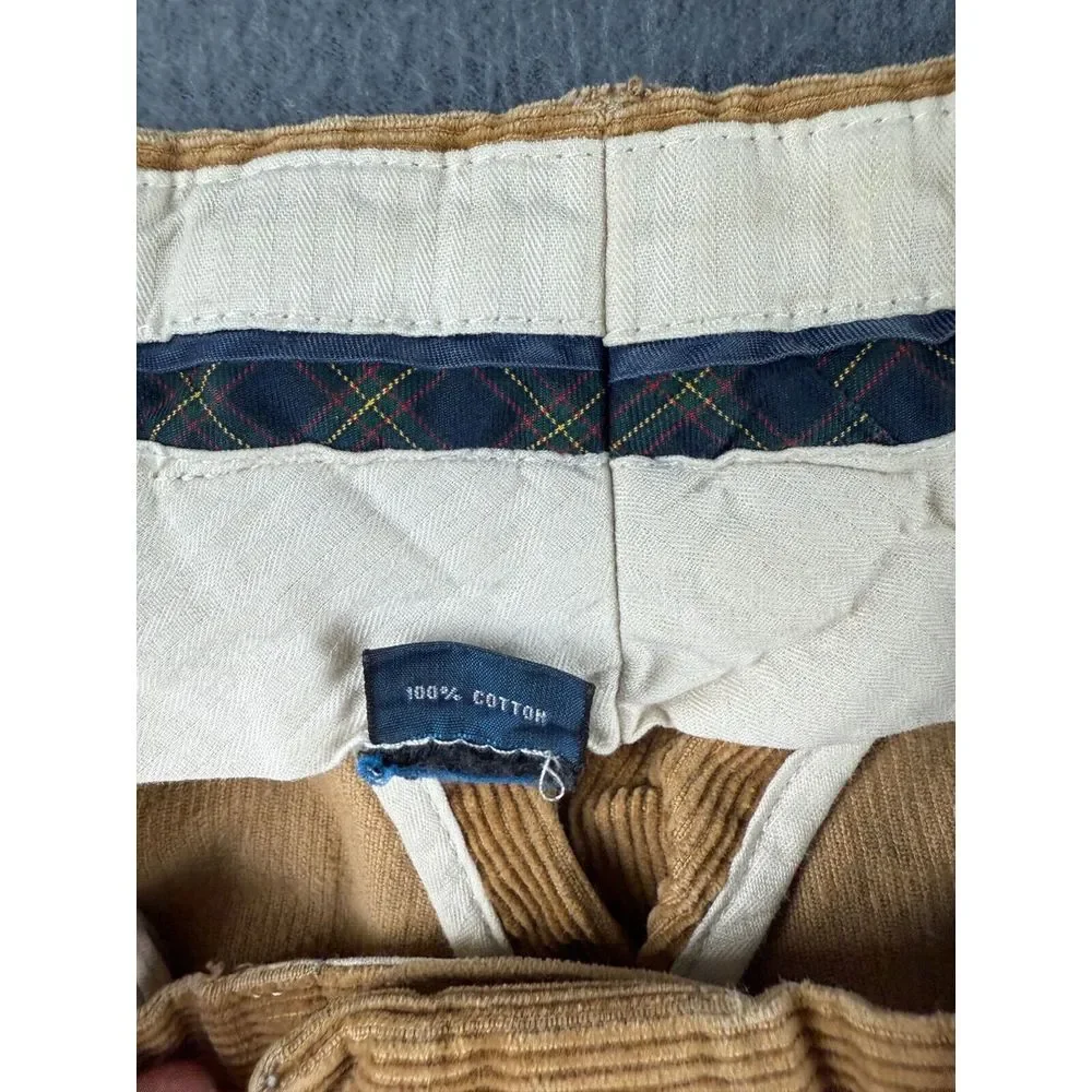 Polo Ralph Lauren Pants Men's 37x33* Brown Corduroy Vintage Flat‎ Front Retro*